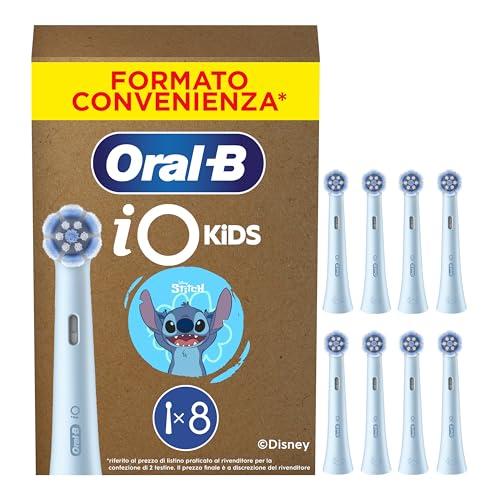 Oral-B Testina iO Kids Per Spazzolino Elettrico Disney Stitch Per Bambini Dai 6 Anni In Su, Delicato Su Denti da latte e Gengive, Per Denti Più Puliti, Confezione Da 8