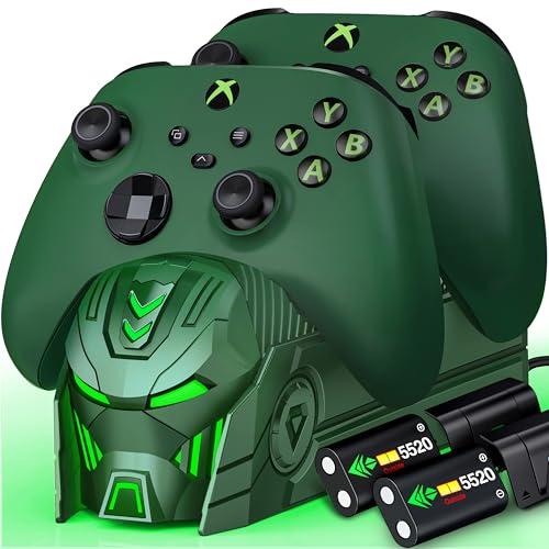 HELLCOOL Batteria ricaricabile per controller Xbox, 2 batterie da 5520 mWh con dock di ricarica Xbox/display LED/vano batteria, pacco batteria per Xbox Series X|S, Xbox One/Elite/S|X