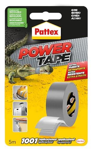 Pattex Power Tape, Nastro Telato Americano, Nastro Isolante Extra Forte per Carichi Pesanti, Per Tutti i Materiali, Impermeabile, Universale, Per Riparazioni, Fissaggio, Imballaggio, Grigio, 48mmx5m