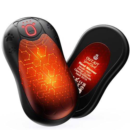Scaldamani Elettrico 12000mAh, OUTJUT 2 Pezzi Magnetico Scaldamani Ricaricabile Portatile con 3 Livelli di Riscaldamento Fino a 52℃ Riscaldamento a 360°Scaldamani USB a Ricarica Rapida per Caccia