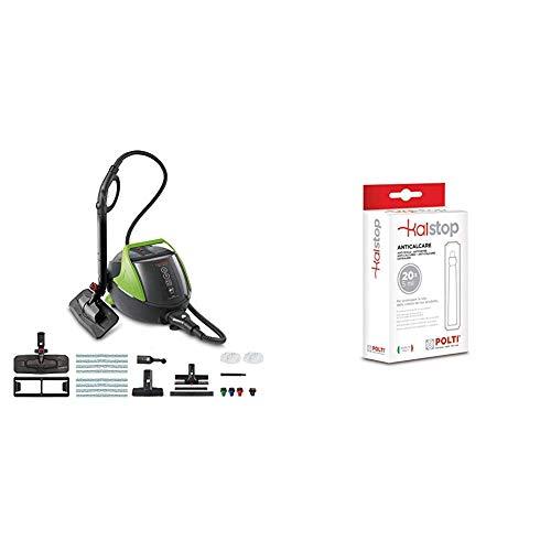 Polti Vaporetto PRO95_Turbo Flexi Pulitore a Vapore 5 Bar, Spazzola Vaporflexi, Made in Italy, 1100 W, 1.3 Litri, Verde & Kalstop PAEU0094 Anticalcare per Apparecchi a Caldaia