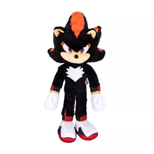 Sonic 3 Movie - Peluche di Shadow Deluxe 33 cm, realizzato in materiale super Morbido con Occhi Realistici in Acrilico, Peluche morbidissimo ispirato al film Sonic 3