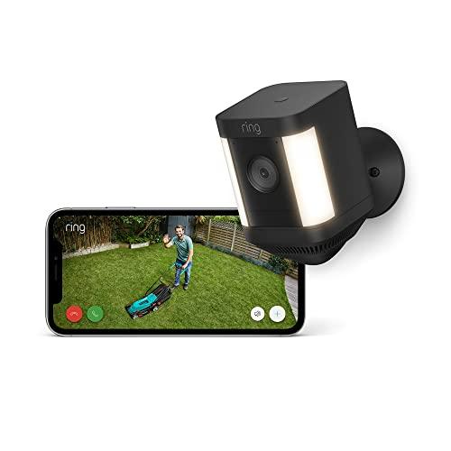 Ring videocamera Plus con faretti a batteria (Spotlight Cam Plus) | Telecamera di sorveglianza wifi per esterno con video HD 1080p, audio bidirezionale, fai-da-te | Ring Home: 30 gg. prova gratuita