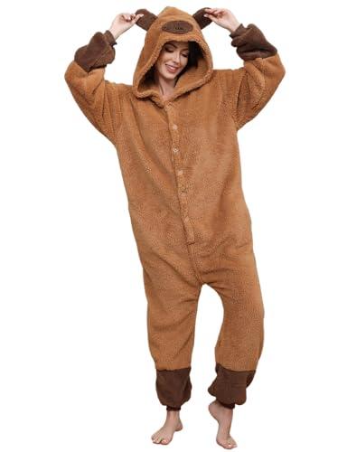 Luojida Pigiama Intero Adulto Cosplay Animale Onesies Morbido e Caldo Pigiama Invernale Pile con Cappuccio e Tasche Tuta Intera in Peluche Ideale Regalo per Costume Carnevale Halloween Natale
