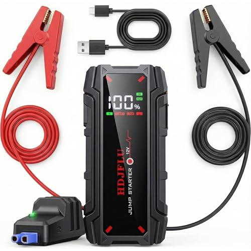 6000A auto portatile jumper starter, batteria jumper starter per 8L benzina e 6L motore diesel, 10 protezione di sicurezza, 12V jumper box, USB, luce a LED, per camion, SUV, rv， nave