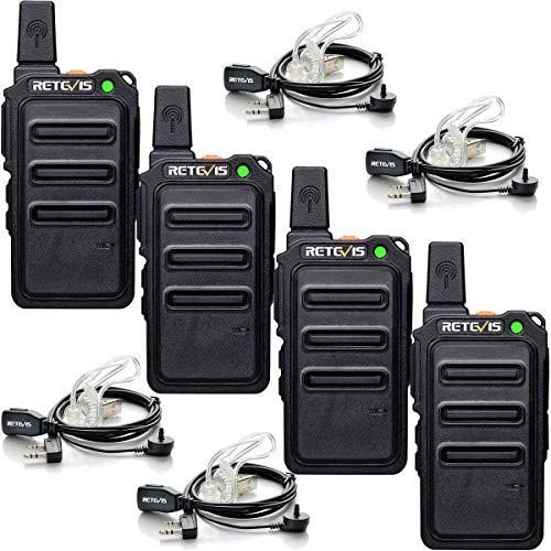 Retevis RT619 Walkie-Talkie Professionale, PMR446, VOX, 1300mAh Ricaricabile, Auricolari Inclusi - Per Ristorante, Vendita Al Dettaglio, Escursioni - Regalo (Nero, 2 Pezzi)