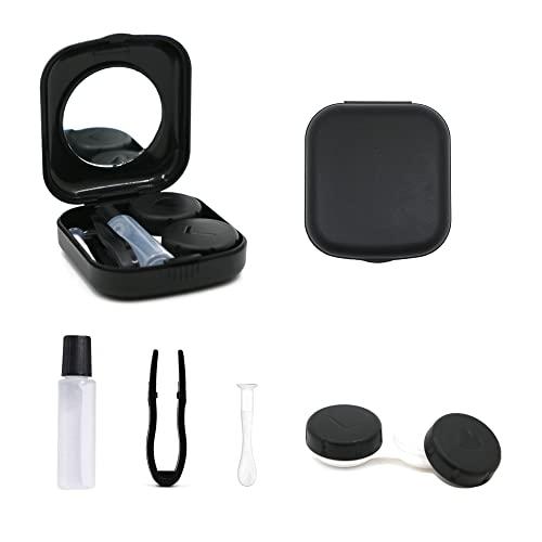 laeeyin Contenitore per Lenti a Contatto Portatile Igiene Contenitore per Lenti a Contatto Set da Viaggio, Nero , Kompakt, Beauty Case
