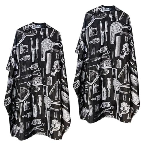 LUFFLOK 2 Pezzi Telo da Barbiere, Mantella Parrucchieri Nero Stamp Duty, Cape da Salone di Parrucchiere, Telo da Barbiere Impermeabile, Cape Professionale per Styling Capelli, Taglio (Nero)