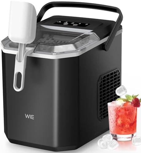 WIE Macchina Ghiaccio 12kg/24h, Autopulizia Macchina del Ghiaccio Casa, 9 Cubetti di Ghiaccio in 6 Minuti, Macchina per il Ghiaccio con Maniglia/Cestello/Pala/Silenzioso, Adatto per Casa/Campeggio