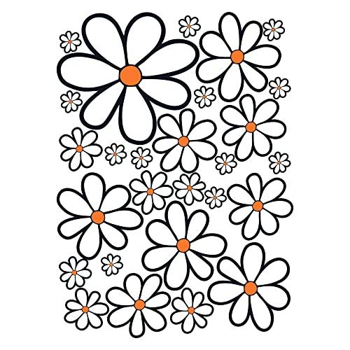GamesMonkey® - Adesivi Auto Fiori Margherite Prilblumen Tuning - 27 / 54 / 108 Pezzi - Carrozzeria Divertenti Moto Bicicletta Stickers Vetri Casco (Medium, 27 Pezzi, Col 005)