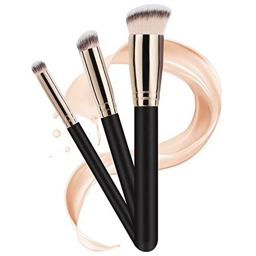 Pennello Fondotinta Liquido, 3 Pezzi Pennello Correttore Viso Blush Make Up Contouring, Perfetto Per Qualsiasi Look, Funziona Con Liquidi, Smalti, Creme, Modellanti, Fard e Ciprie Fissanti