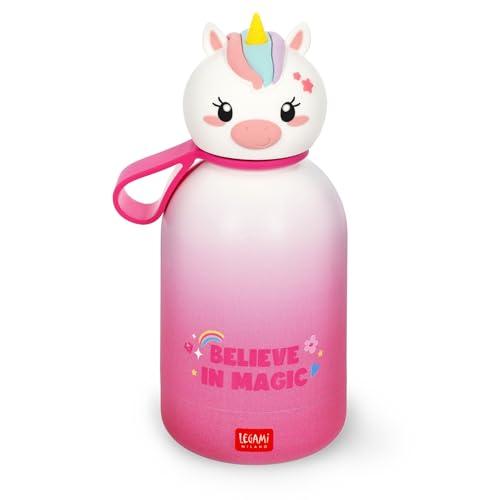 Legami - Borraccia Termica per Bambini Hot&Cold BFF, Tema Unicorn, in Inox 18/8 a Doppio Strato con Chiusura ermetica, Conserva il Caldo per 12h e il per Freddo 24h, Capacità 310 ml