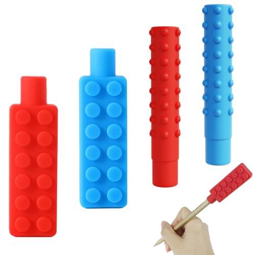 Kryzulax Chew Pencil,Set di 4 collane da masticare in silicone con massaggiagengive masticabili, asta masticabile in silicone, giocattolo masticabile,per ragazzi, ragazze, bambini con autismo, ADHD