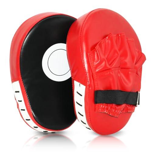 Jomdjmskes 2 PCS Colpitori Boxe, Pao Muay Thai, Focus Pads Mitts Hand Target Pad Boxing, Guanti Passata Boxe, Cuoio Curvo Colpitore, Cuscinetti per Kickboxing, Punching Boxing Mitt Pads