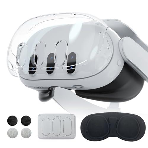 Accessori VR compatibili con Oculus/Meta Quest 3, accessori VR inclusi Copertura trasparente a conchiglia, protezione per la lente, pellicola temperata per la lente e cappucci per il joystick