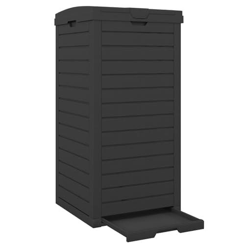 LIFEZEAL 118 L Pattumiera Differenziata Esterno, Bidoni Giardino, Resistente alle Intemperie, in Resina, con Coperchio, Maniglia, Cestino Raccolta Spazzatura, Secchio Rifiuti, 40x40x86 cm, Nero