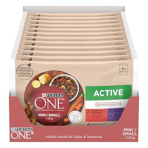 PURINA ONE Active Small&Mini < 10kg Cibo Umido per Cani Adulti in Salsa con Manzo e Anatra 48 bustine da 85g