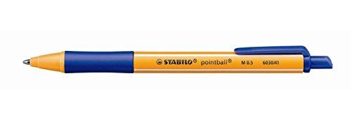 Stabilo Pointball - Penna a sfera retrattile, tratto 0,5 mm, confezione da 5, colore: Blu
