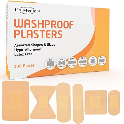JFA - Cerotti assortiti lavabili (6 dimensioni), 100 cerotti per scatola