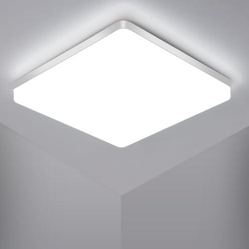 Osairous Plafoniera LED Soffitto 48W, Ø30cm Piazza Plafoniere moderna, IP44 Lampada LED Soffitto, 6500k 2200 LM Luce Bianco per Soggiorno, Camera da Letto, Cucina, Bagno, Balcone