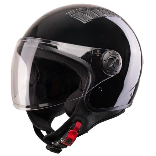 VINZ Como Casco Jet con Visiera ECE 22.06 Certificato | Per scooter, moto e Vespa | Uomo E Donna | nelle taglie dalla XS-XL| Disponibile in quattro colori