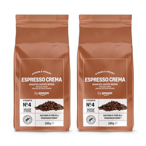 by Amazon Espresso Crema in chicchi, tostatura chiara, 1kg, 2 Confezioni da 500g - Certificato Rainforest Alliance, Caffè in grani