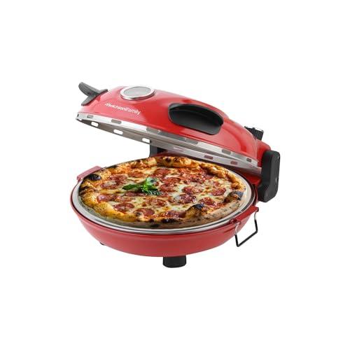 Melchioni Family | BELLA NAPOLI PLUS Forno Pizza 400°C con Piatto Refrattario Ø31cm Removibile, Doppia Resistenza, Termometro, 2 Palette, Cottura Rapida 1300 Watt