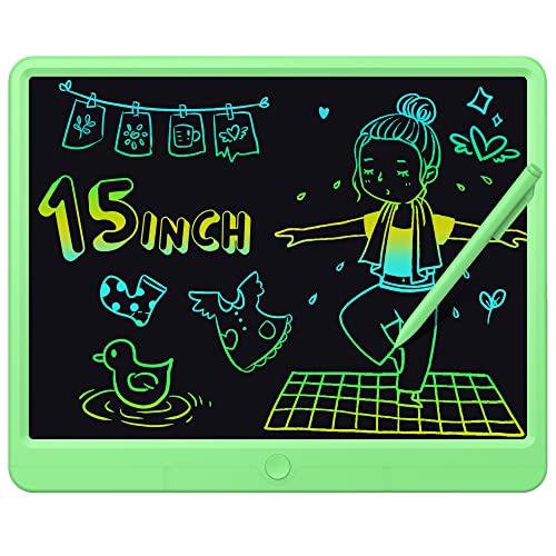 GIGART Lavagna da scrittura LCD per bambini, 15 pollici, con chiusura a chiave, giocattolo per bambini, regalo di compleanno per bambini 3-12 anni (verde)