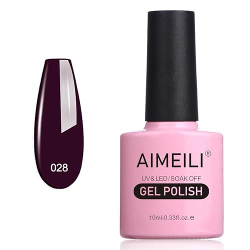 AIMEILI Soak Off UV LED Smalti in Gel Smalto Semipermanente - Dark Purple (028) 10ml