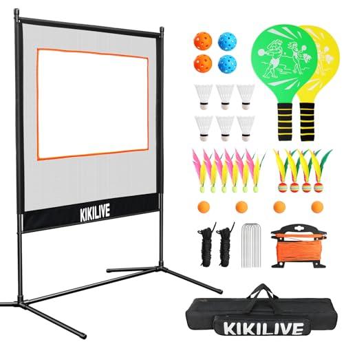KIKILIVE Set Completo con Rete per Giochi con Racchette, Adatto a Badminton/Tennis da Tavolo/Volano/Pickleball, Set per Sport e Giochi Indoor & Outdoor, per Spiaggia/Giardino/Casa