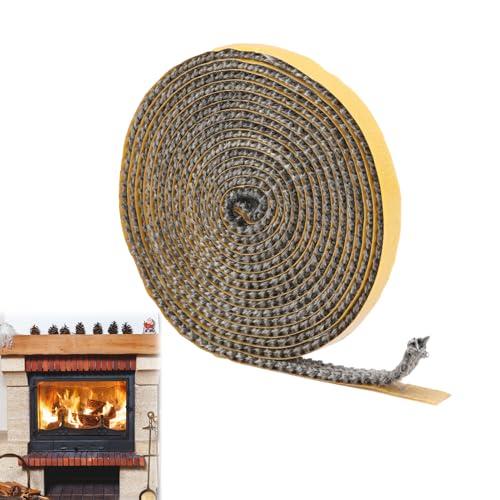 Guarnizione Stufa a Legna, 3m × 10mm × 3mm Guarnizione Autoadesiva Inserto Camino a Legna, Guarnizioni in Fibra di Vetro per Stufa/Camino/Porta del Forno, Resistente al Calore 550 Gradi Celsius