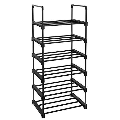SONGMICS Scarpiera a 6 Ripiani Grande, Scaffale Portascarpe in Metallo, Fai da Te, Scaffale Salvaspazio e Versatile per Ingresso Soggiorno Camera da Letto Cucina, 45 x 30 x 106 cm, Nero LSA23BK