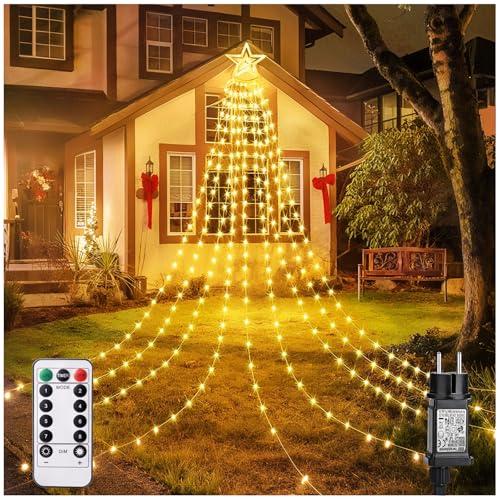 POIFL 344 LED Luci Albero di Natale e 9 Fili-3.6M con Timer