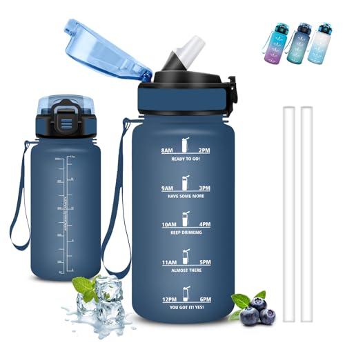 Borraccia, 500ml Borraccia Bambini, Borraccie con Cannuccia, Senza Perdite, Borraccie Motivazionale, Facile da Pulire, Borracce Graduata, Con Slogan Motivazionale, Borracce per Scuole, Campeggio