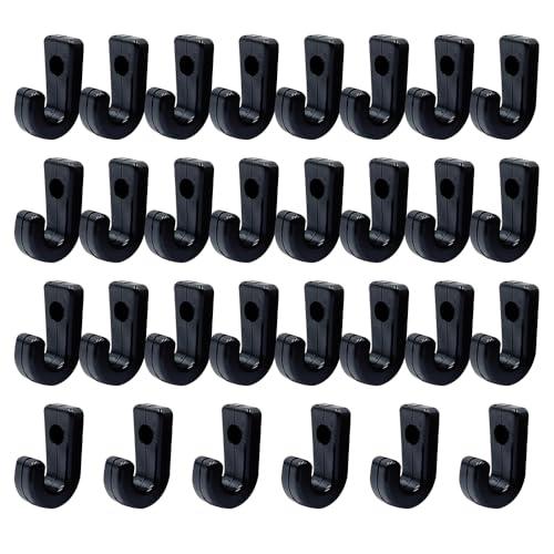 XINGSUI 30 Pezzi Ganci di Ancoraggio per Kayak,Ganci di Ancoraggio in Nylon,J Forma Nylon Nero Ancoraggio Ganci,per Kayak Canoa Cavo Canoe Barche(Senza Viti)