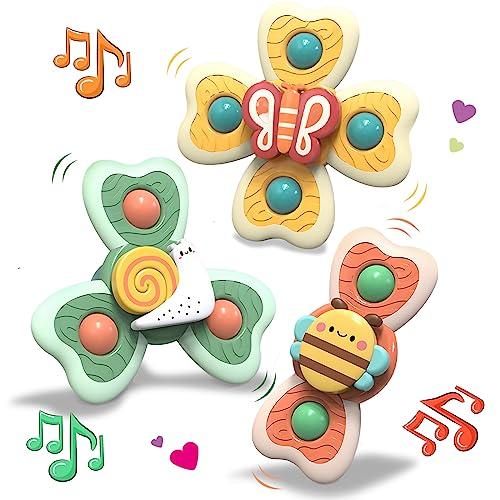 Giochi Bagnetto Neonato 3 Pezzi Giochi Ventosa Bambini Giochi Seggiolone Ventosa Giocattolo per Trottola a Ventosa Spinner Bambini Giochi da Viaggio Sicuri e Affidabili