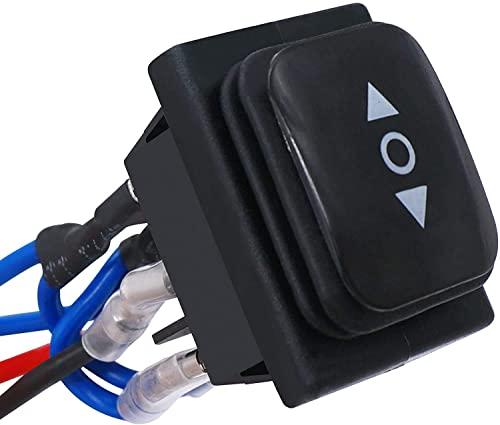 Taiss Interruttore di inversione di polarità momentanea impermeabile DC 12V 10A Controllo motore 6 pin 3 posizioni (ON) -Off- (ON) Interruttore a bilanciere con filo KCD4-223W-BK-JT