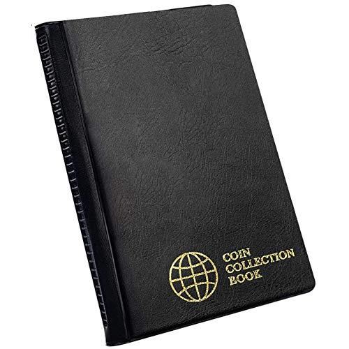 Album raccolta monete 60 tasche - 4,5x4,5 cm / 1,8x1,8 pollici Portamonete Libro Porta monete Album Soldi Penny Pocket per collezionisti Nero CS0106BK