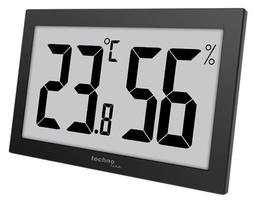 Termometro digetales – Igrometro XXL, WS9465, display molto leggibile, nero con LCD Jumbo per ufficio hotel Foyer