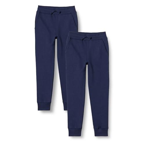 Amazon Essentials Pantaloni Sportivi Jogger in Pile Bambini e Ragazzi, Pacco da 2, Blu Marino, 10 Anni