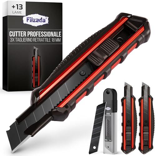 Filzada 3x Taglierino Professionale Cutter com 13 lame Carbon per Trincetto - Cutter Professionale - Taglierini ULTRA NITIDO