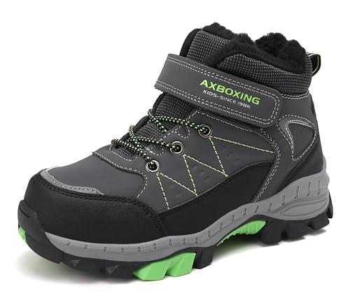 TARELO Bambini Scarpe da Trekking Ragazzi Inverno Caldo Neve Stivali Ragazzi Ragazze All'Aperto Antiscivolo Stivali Invernali 32-39EU (Grigio,38)