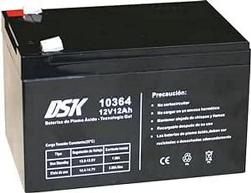 DSK 10364 - Batteria al piombo sigillata AGM Gel Technology 12V 12Ah. Ideale per qualsiasi dispositivo di mobilità elettrica. Supporta cicli di utilizzo più lunghi. Se si rompe, il gel non fuoriesce.