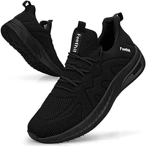 Feethit Sneakers Uomo Scarpe da Ginnastica, da Lavoro Casual Outdoor, per Palestra, Comode, Leggere, Traspiranti, Nero 41 EU