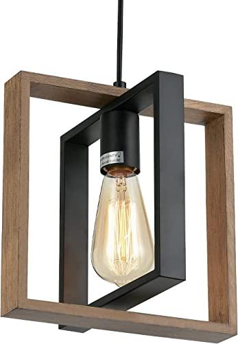 Lampada A Sospensione Industriale Piccola,Lampadario A Sospensione Per Isola Della Cucina Della Fattoria Con Cavo,Legno+Metallo,1 Lampada E27 Per Sala Da Pranzo,Camera Da Letto,Corridoio,Ingresso,24Cm