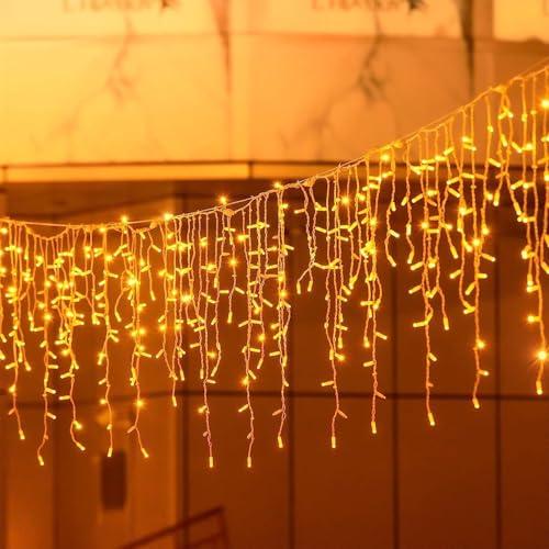 ELEUTH 600 LED 15M Tenda Luminosa Natale,Cascata Luci Esterna Interno di Natale IP44 Impermeabile con 8 Modalità Tenda Luminosa Esterno Tenda di Luci per Natale, Festa,Giardino e Matrimonio
