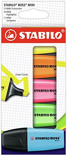 Evidenziatore - STABILO BOSS MINI - Astuccio da 5 - Giallo/Arancione/Rosa/Verde/Blu