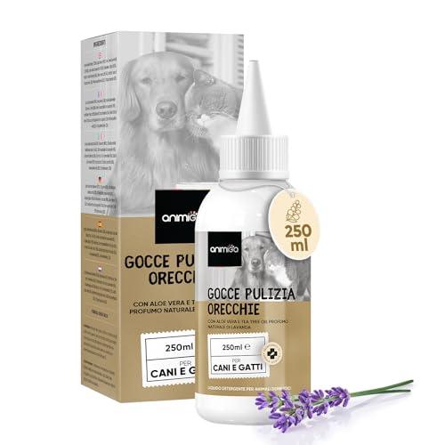 Pulizia Orecchie Cane e Gatto Liquido 250 ml, Gocce Orecchie Gatto e Cane Contro Acari Cerume e Prurito, Pulizia Orecchie Gatto e Cane in Gocce, Detergente Orecchie Cane Gatto con Lavanda e Aloe Vera