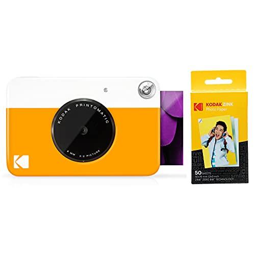 Kodak Printomatic - Fotocamera Di Stampa Istantanea, Stampa Su Zink 5 X 7.6 cm, Carta Appiccicosa, Giallo + Carta Fotografica, 50 Pezzo 50 X 76Mm
