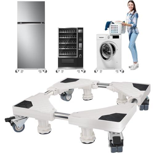 Winzwon Carrello Lavatrice con Ruote Base Lavatrice Piedini Antivibrazione Supporto Lavatrice Asciugatrice e Frigorifero Carrello Cucina, Regolabile Lunghezza 41,5 a 65,5 cm,Capacità di Peso 220 kg